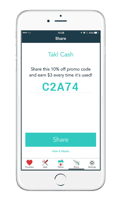 Use the Takl Cash refer a friend to earn.